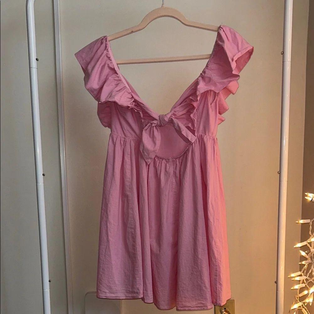 Pink Ruffled Women's Dress - Picture 2 of 4